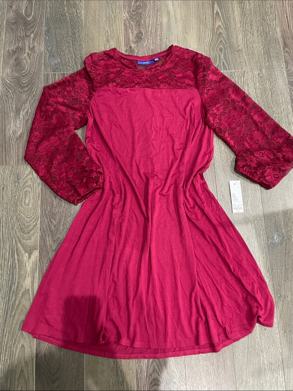 Apt. 9 Women’s Burgundy Lace-Sleeve Fit & Flare Dress